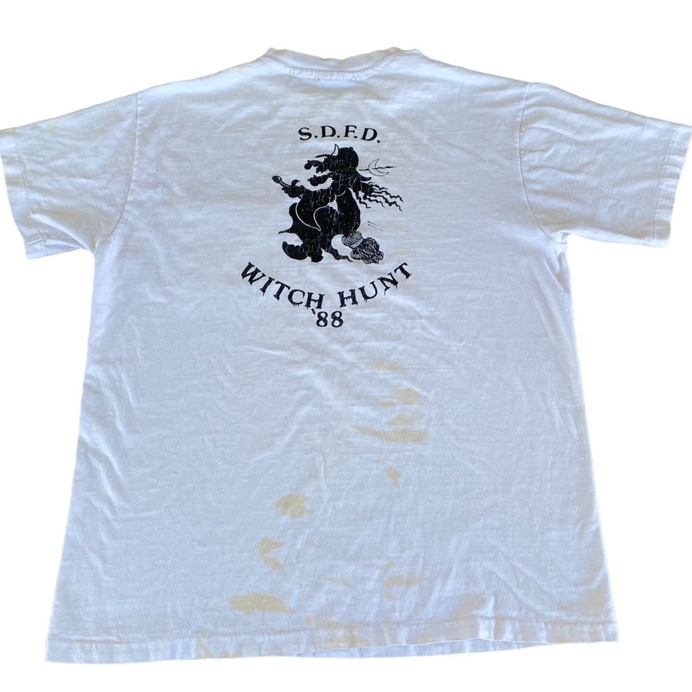 VTG Thrashed Hanes Beefy Tee 80s San Diego Fire Department Tee Single Stitch USA